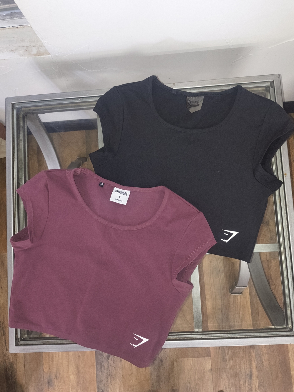 Gymshark Women’s Crop Top Duo — Black & Burgundy